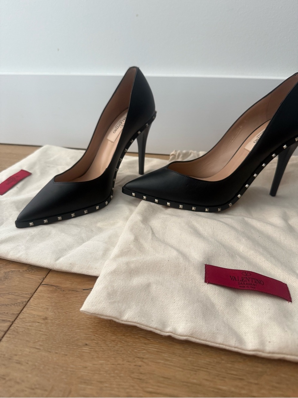 Valentino Garavani Rockstud “Soul” Black Leather Pointed-Toe Pumps